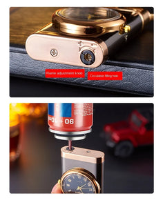 New Windproof Gas Lighter Wrist Watch Cigar Lighter Outdoors Jet Double Fire Tube Lighters Gadgets for Men Cigarette Accessories