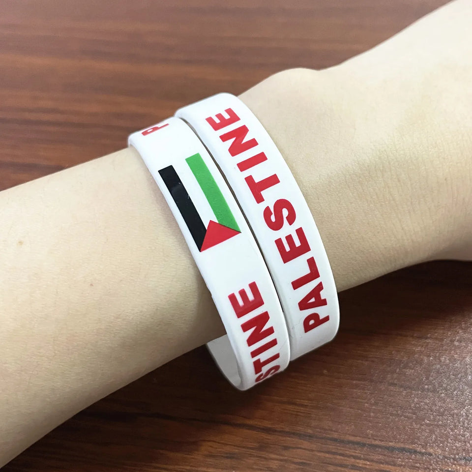 2pcs Palestine Flag Silicone Bracelet